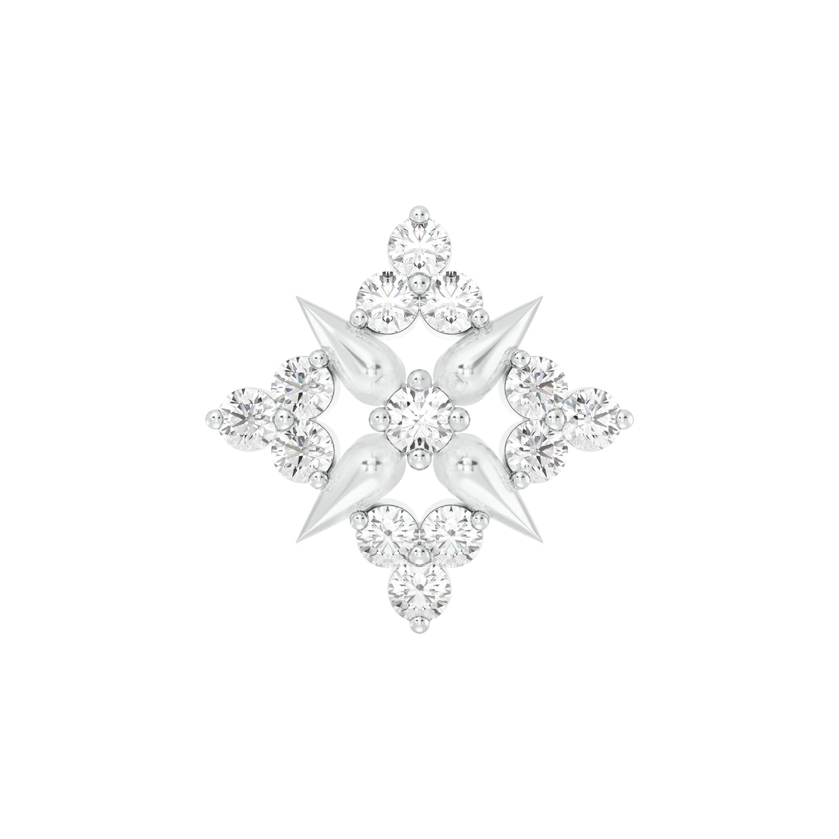 18k White Gold Round Brilliant Cut Chic Diamond Nose Pin with Screwback of 0.06 Carat