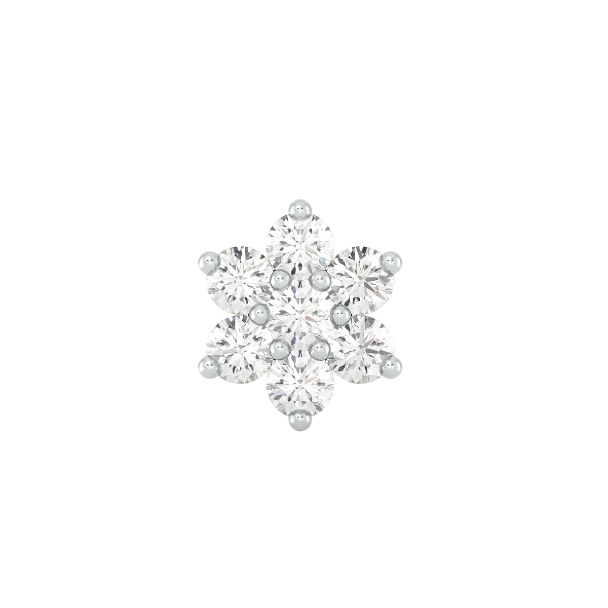 18k White Gold Round Brilliant Cut Minimalist Diamond Nose Pin with Screwback of 0.06 Carat