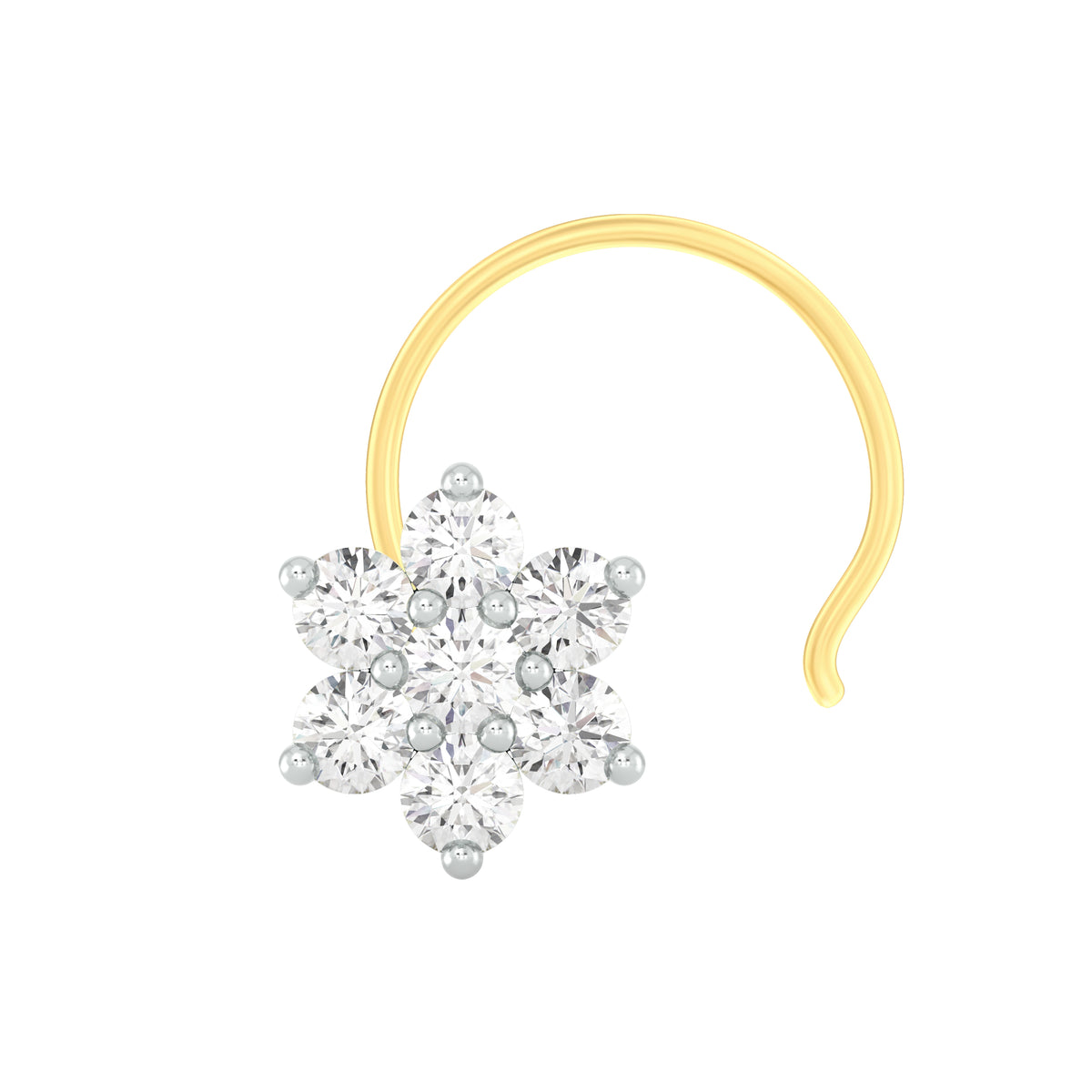 18k Yellow Gold  Shape Charming Diamond Nose Pin with Wire of Carat: 0.09