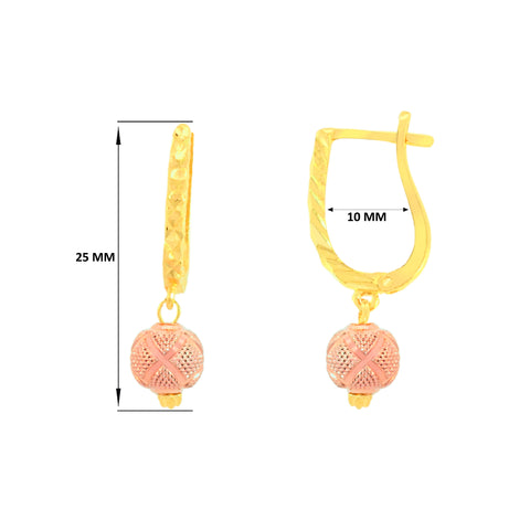 22K Three-Tone Gold Ball-Bead Dangler Elegant Necklace and Earring Set