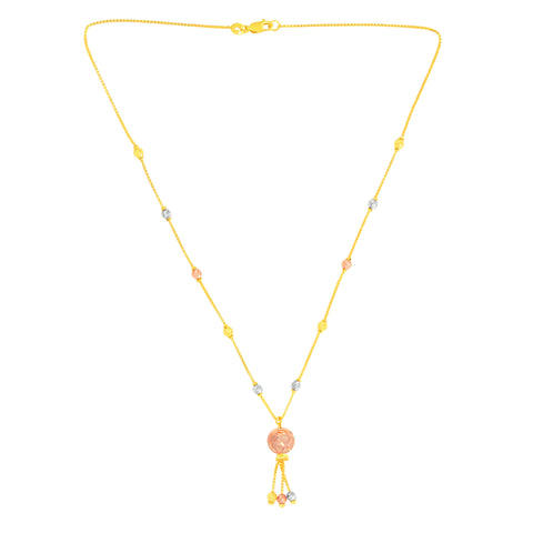 22K Three-Tone Gold Ball-Bead Dangler Elegant Necklace and Earring Set