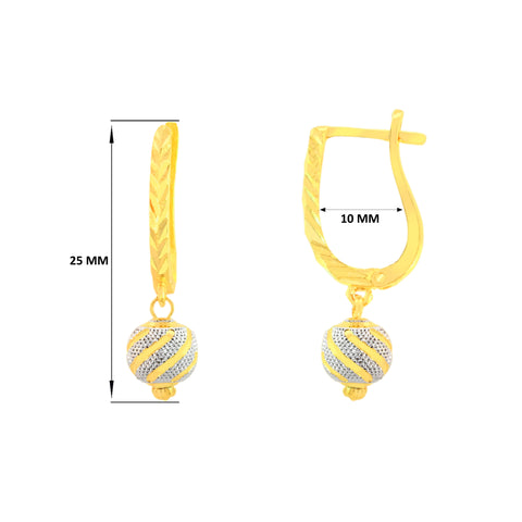 22K Two-Tone Gold Ball-Bead Dangler Contemporary Necklace and Earring Set