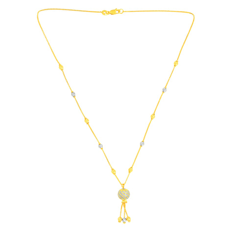 22K Two-Tone Gold Ball-Bead Dangler Contemporary Necklace and Earring Set