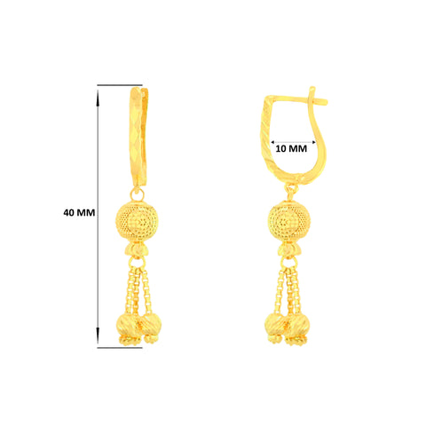 22K Yellow Gold Ball-Bead Dangler Exquisite Necklace and Earring Set