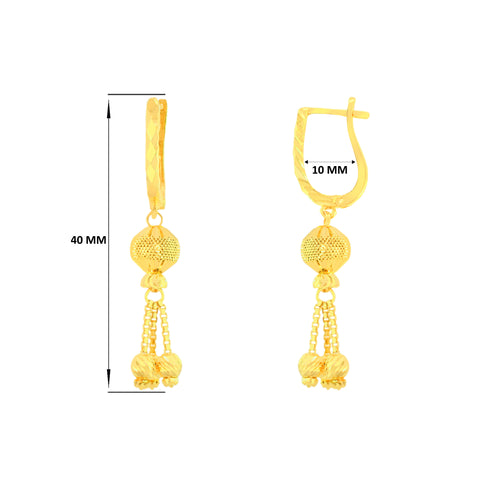 22K Yellow Gold Ball-Bead Dangler Captivating Necklace and Earring Set
