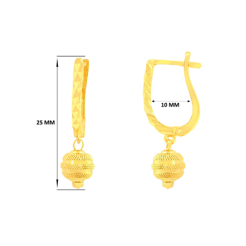 22K Yellow Gold Ball-Bead Dangler Abstract Necklace and Earring Set