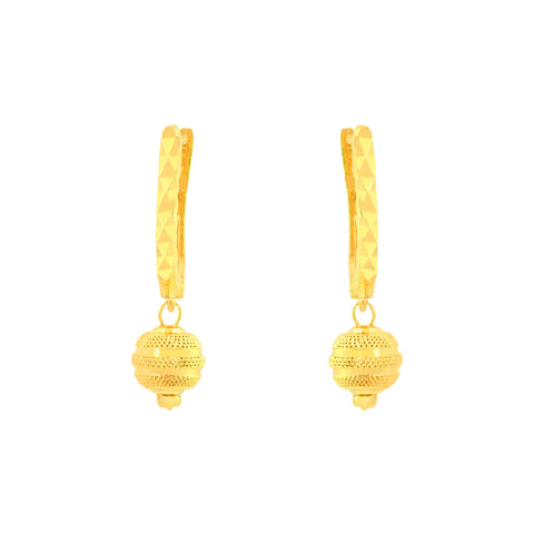 22K Yellow Gold Ball-Bead Dangler Abstract Necklace and Earring Set