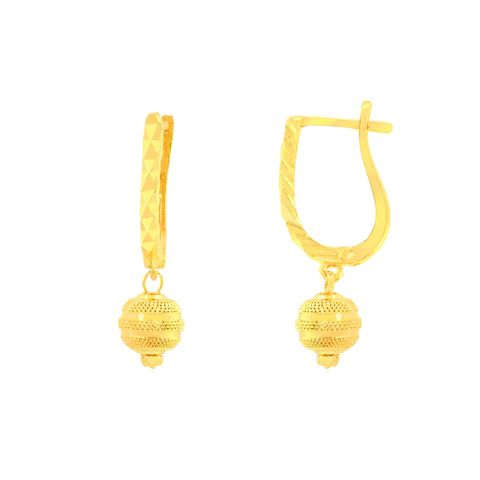 22K Yellow Gold Ball-Bead Dangler Abstract Necklace and Earring Set