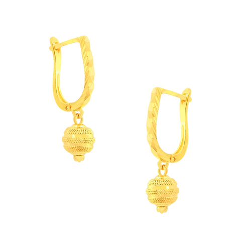 22K Yellow Gold Ball-Bead Dangler Abstract Necklace and Earring Set