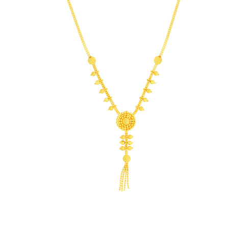 22K Yellow Gold Fancy Dangler Contemporary Necklace and Earring Set