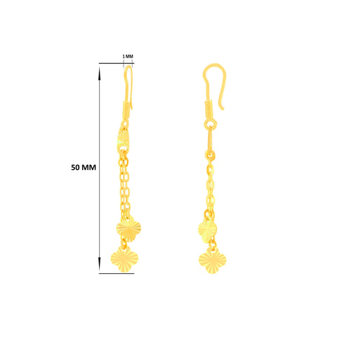 22K Yellow Gold Charm Dangler Intricate Necklace and Earring Set