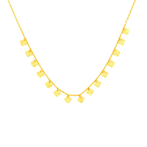 22K Yellow Gold Charm Dangler Intricate Necklace and Earring Set