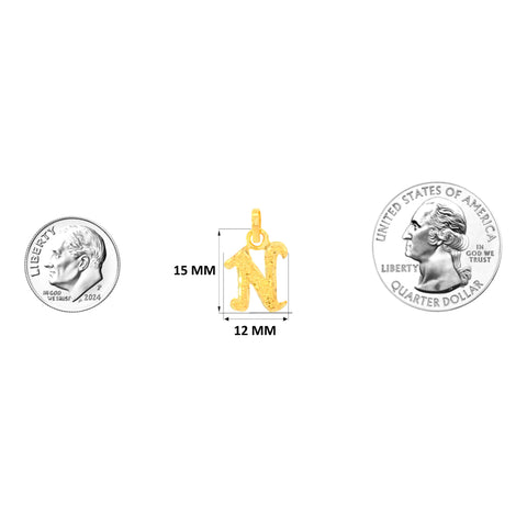 22K Yellow Gold Initial Initial N Pendant with gold weight of 1.18g