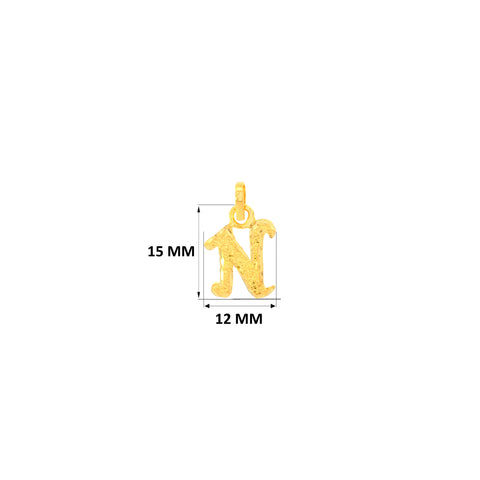 22K Yellow Gold Initial Initial N Pendant with gold weight of 1.18g