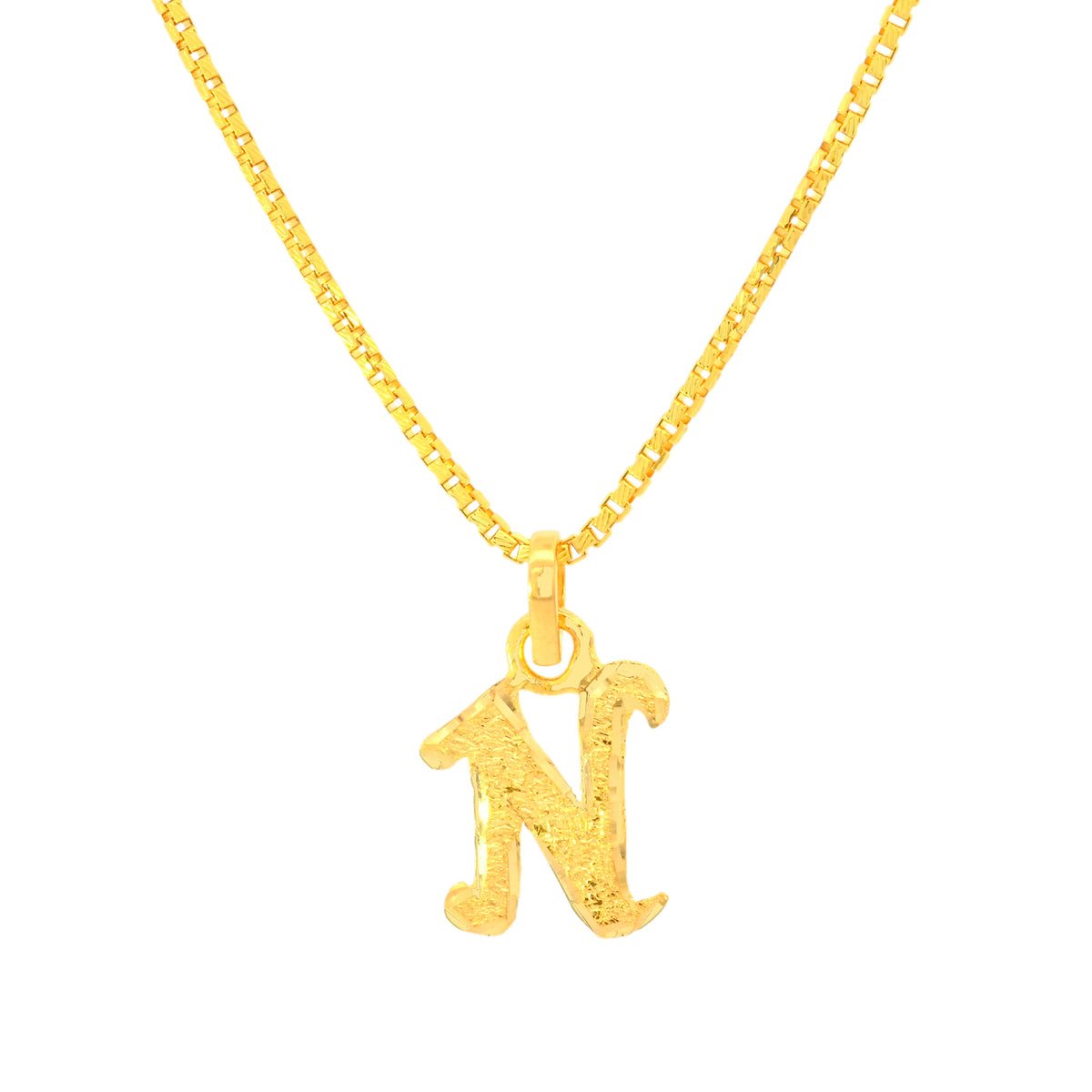 22K Yellow Gold Initial Initial N Pendant with gold weight of 1.18g