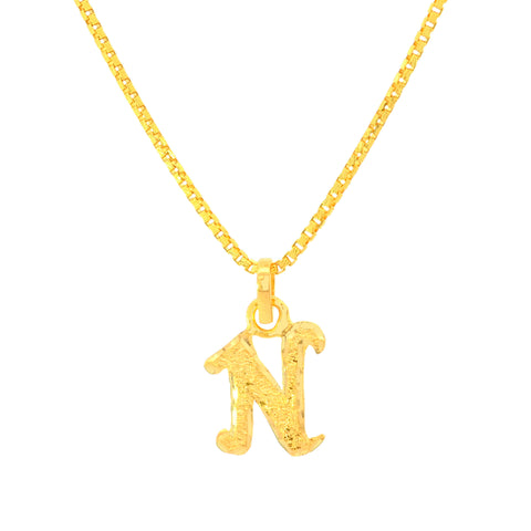 22K Yellow Gold Initial Initial N Pendant with gold weight of 1.18g