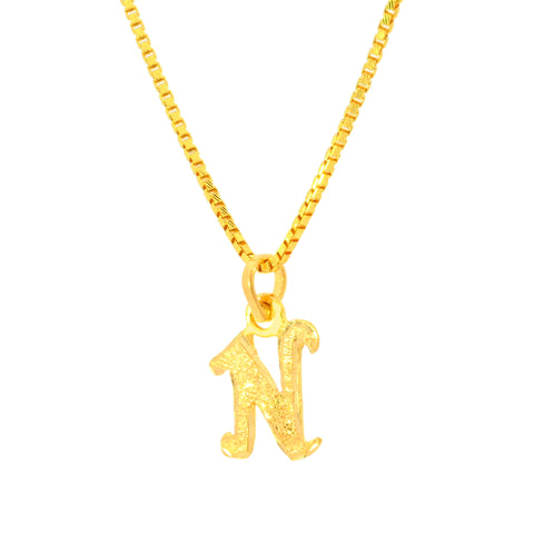 22K Yellow Gold Initial Initial N Pendant with gold weight of 1.18g