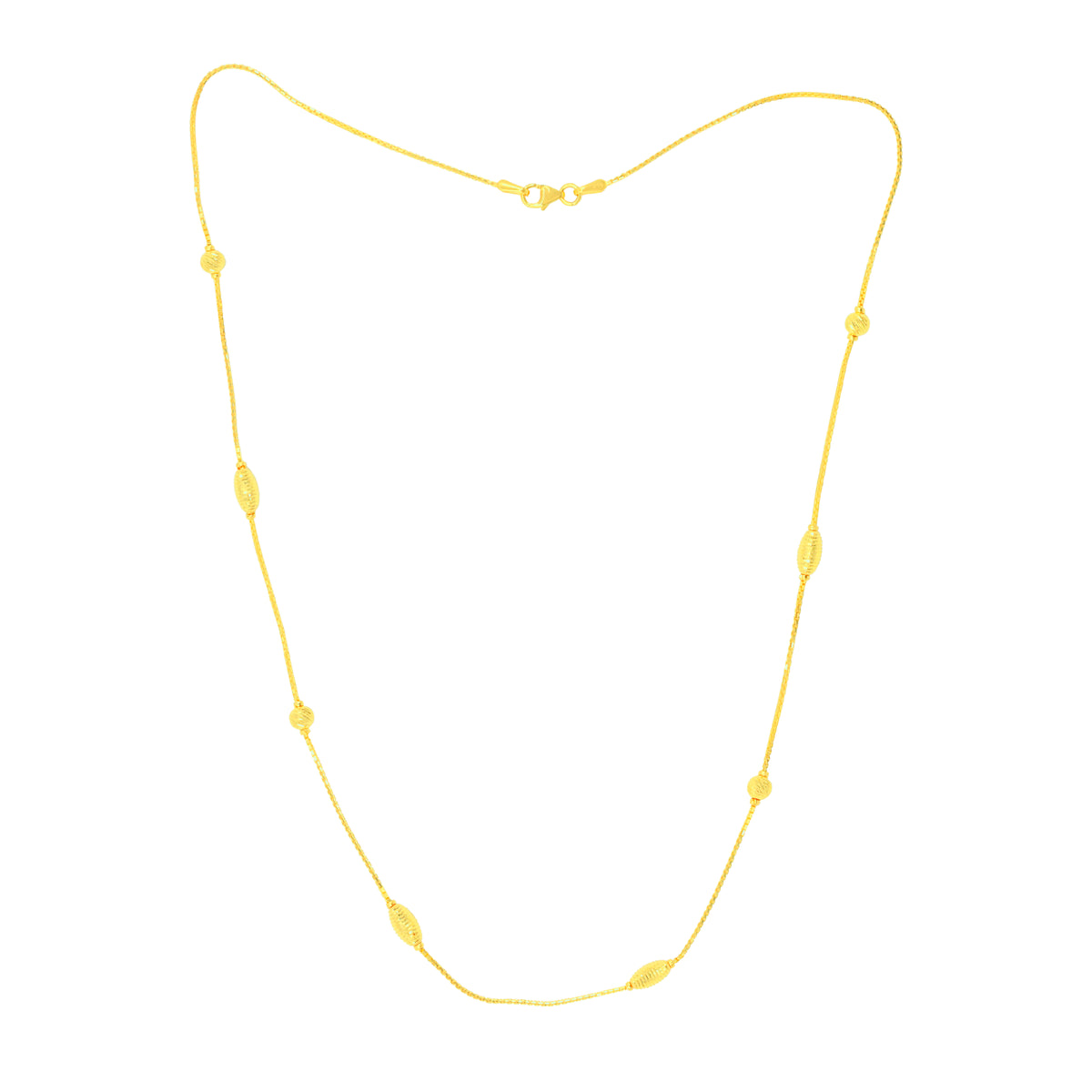 22K Yellow Gold Beads Dainty Necklace