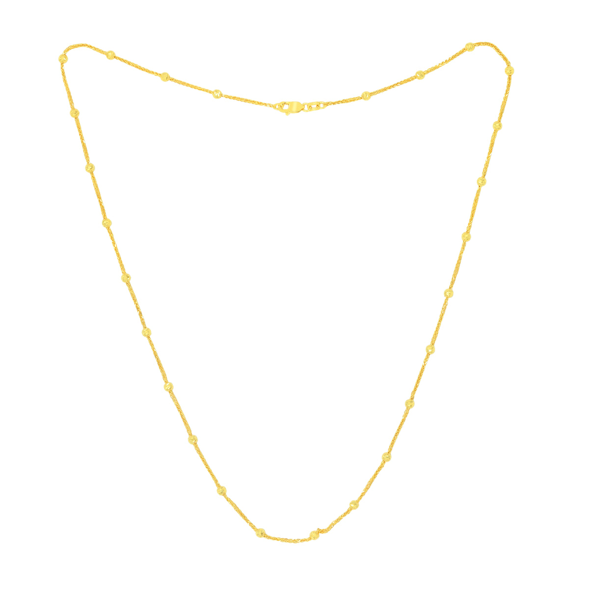22K Yellow Gold Beads Dainty Necklace