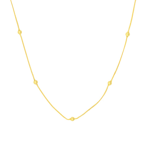 22K Yellow Gold Beads Dainty Necklace