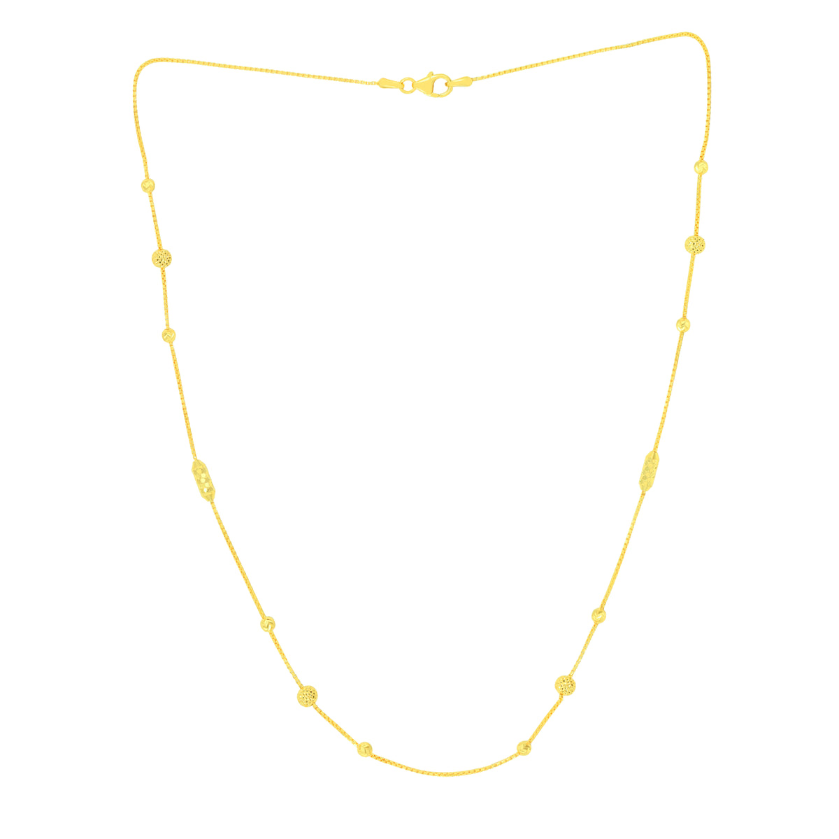 22K Yellow Gold Beads Dainty Necklace
