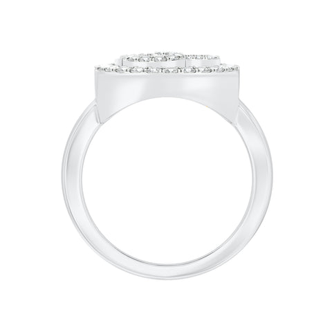 18k White Gold and Diamond Religious Om Ring in size 5.5 and total gold weight of 3.67g