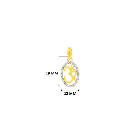 22K Yellow Cubic Zirconia Religious Om Medium Pendant with gold weight of 1.96g