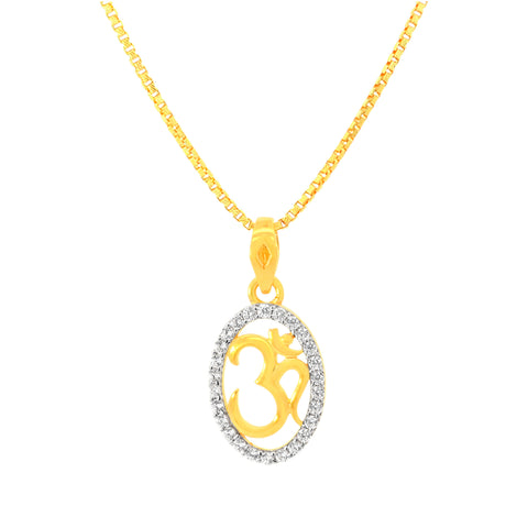 22K Yellow Cubic Zirconia Religious Om Medium Pendant with gold weight of 1.96g