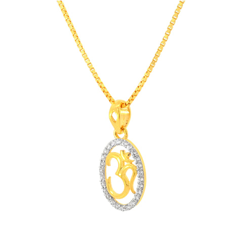 22K Yellow Cubic Zirconia Religious Om Medium Pendant with gold weight of 1.96g
