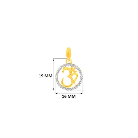 22K Yellow Cubic Zirconia Religious Om Small Pendant with gold weight of 2.28g