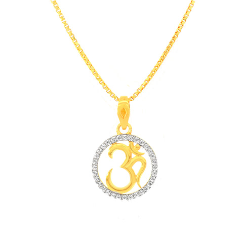 22K Yellow Cubic Zirconia Religious Om Small Pendant with gold weight of 2.28g