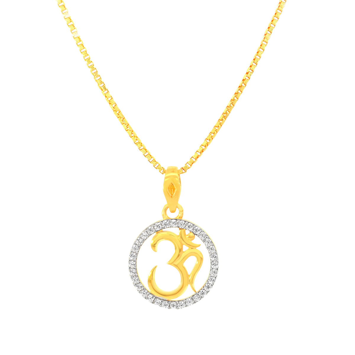 22K Yellow Cubic Zirconia Religious Om Small Pendant with gold weight of 2.28g