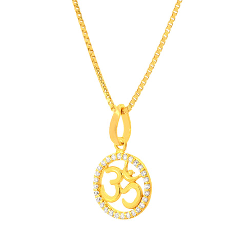 22K Yellow Cubic Zirconia Om Medium Pendant with gold weight of 2.31g