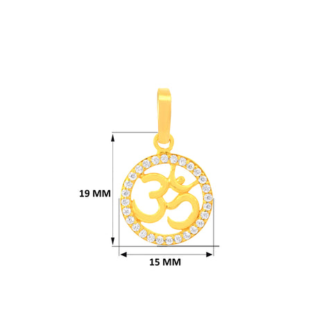 22K Yellow Cubic Zirconia Om Medium Pendant with gold weight of 2.31g