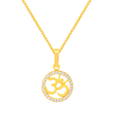 22K Yellow Cubic Zirconia Om Medium Pendant with gold weight of 2.31g