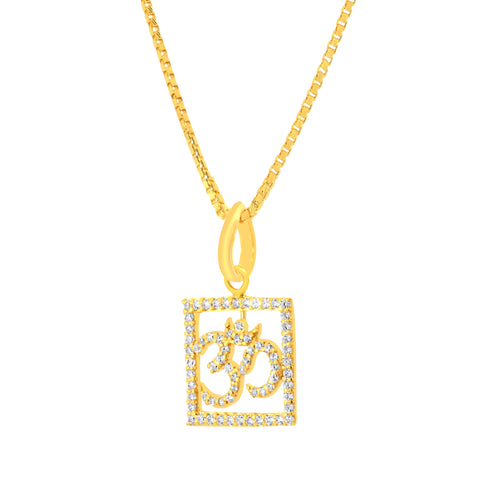 22K Yellow Cubic Zirconia Religious Om Medium Pendant with gold weight of 2.56g