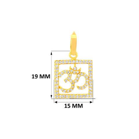 22K Yellow Cubic Zirconia Religious Om Medium Pendant with gold weight of 2.56g