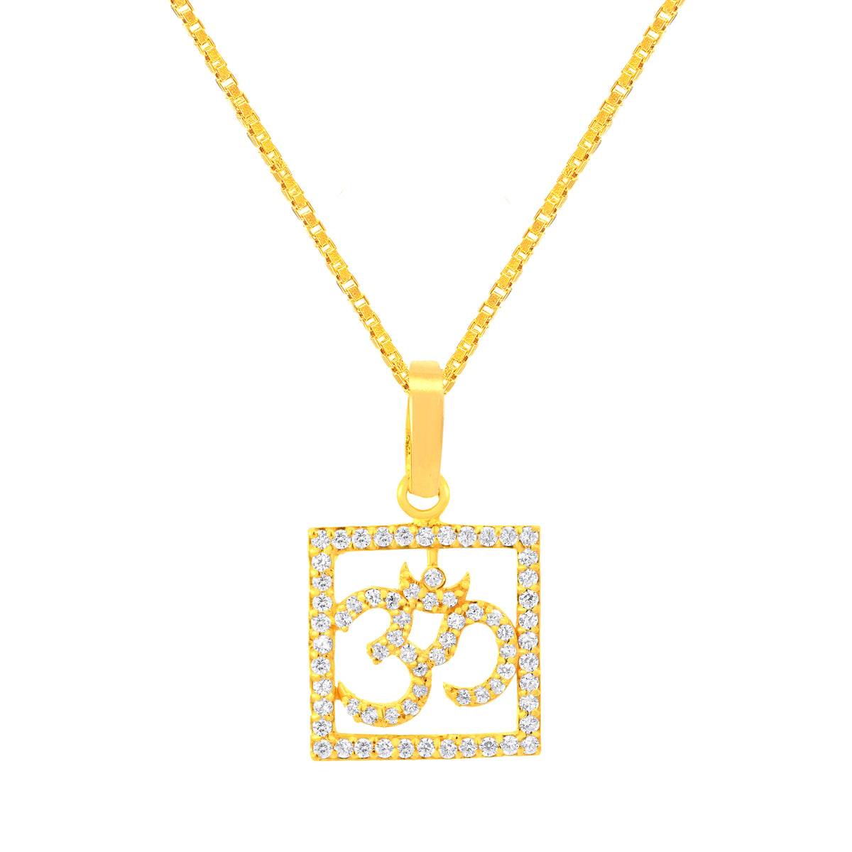 22K Yellow Cubic Zirconia Religious Om Medium Pendant with gold weight of 2.56g