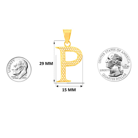 22K Yellow Gold Initial P Pendant with gold weight of 2.07g