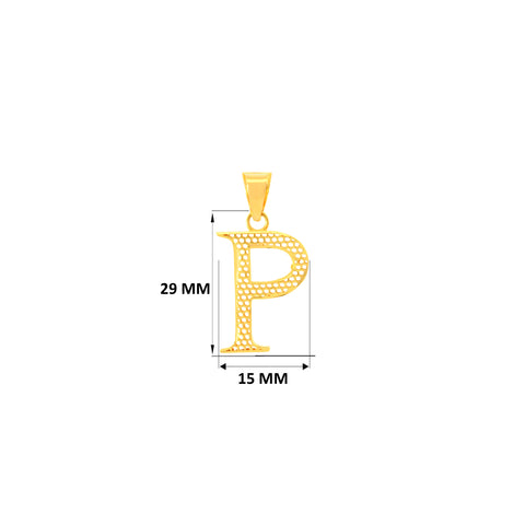 22K Yellow Gold Initial P Pendant with gold weight of 2.07g