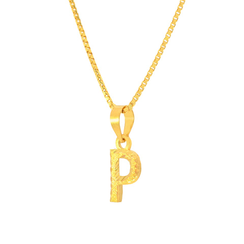 22K Yellow Gold Initial P Pendant with gold weight of 0.94g