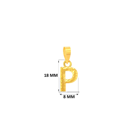 22K Yellow Gold Initial P Pendant with gold weight of 0.94g