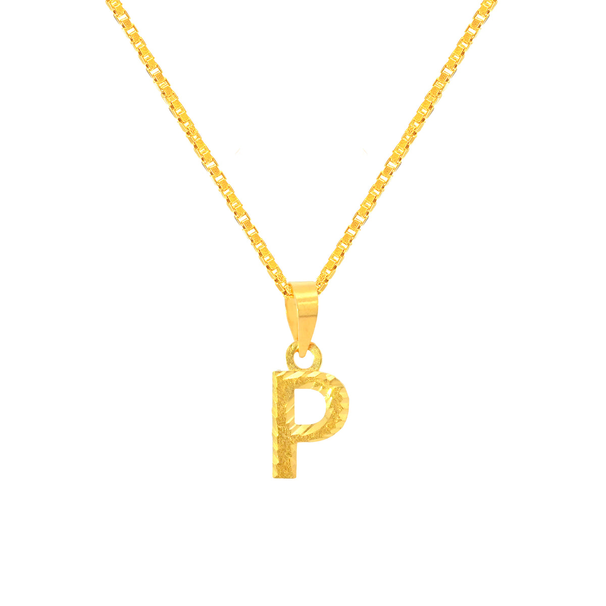 22K Yellow Gold Initial P Pendant with gold weight of 0.94g