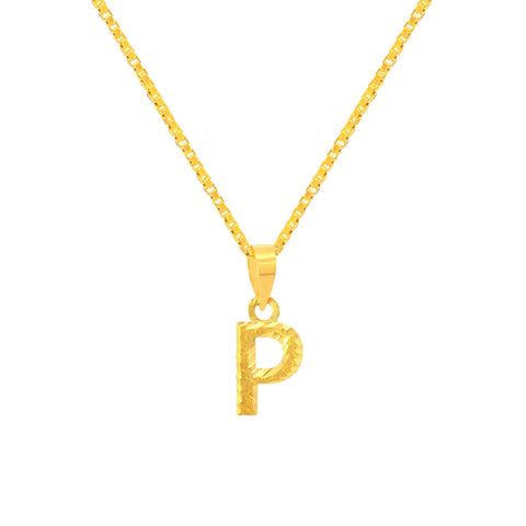 22K Yellow Gold Initial P Pendant with gold weight of 0.94g