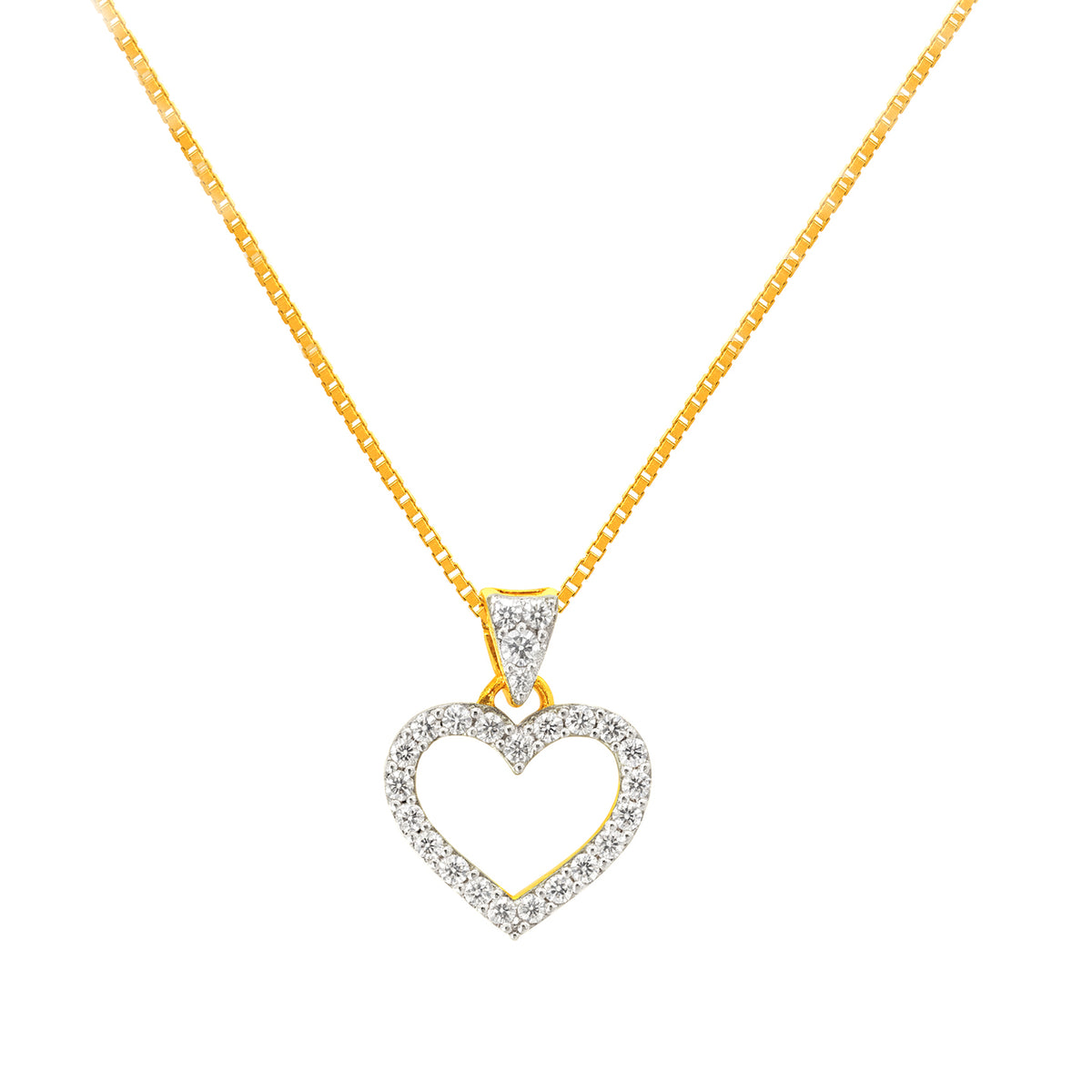 22K Yellow Cubic Zirconia Religious Heart Small Pendant with gold weight of 1.44g