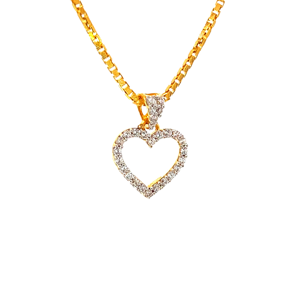 22K Yellow Cubic Zirconia Religious Heart Small Pendants with gold weight of 1.44g