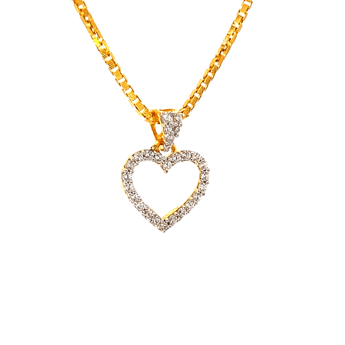 22K Yellow Cubic Zirconia Religious Heart Small Pendants with gold weight of 1.44g