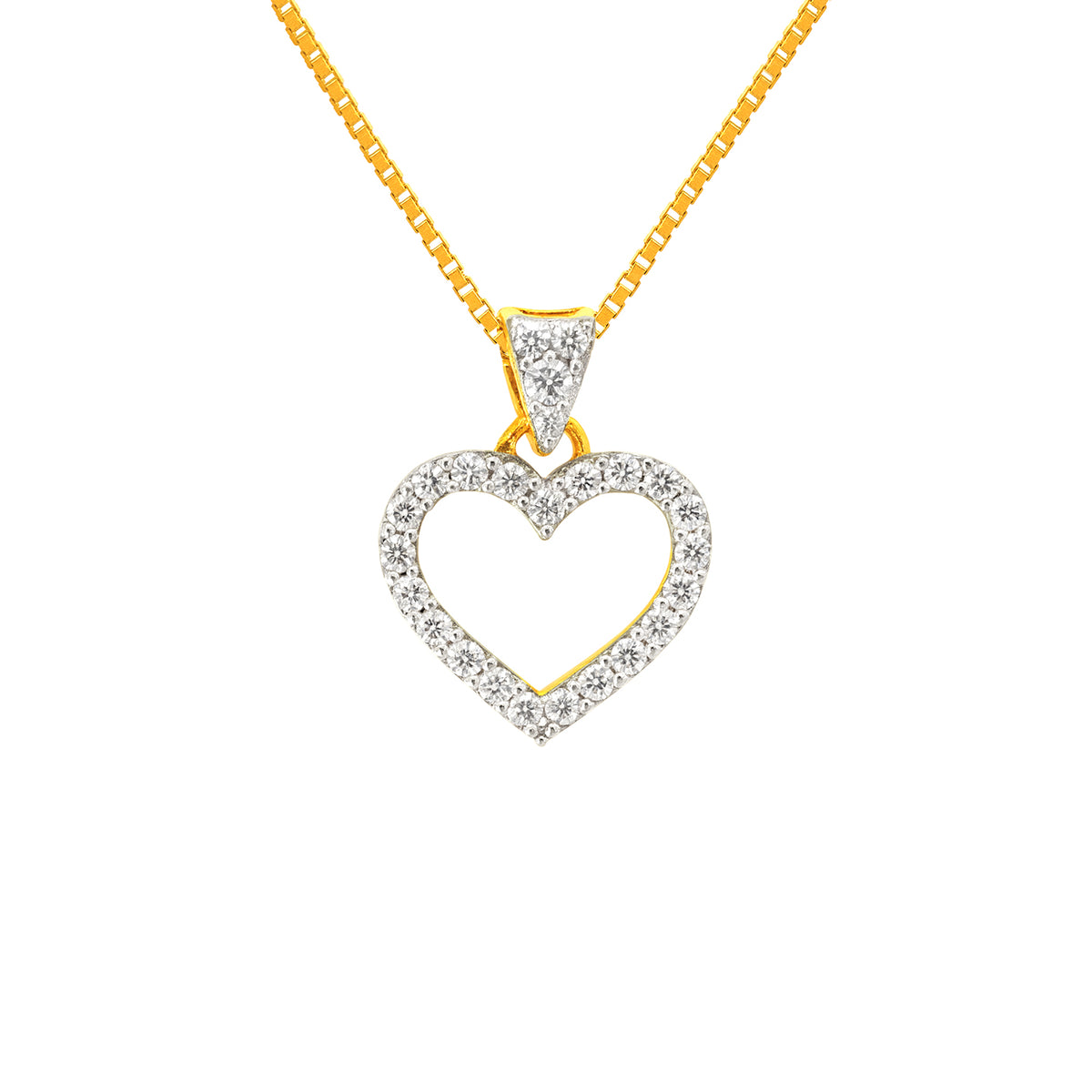 22K Yellow Cubic Zirconia Religious Heart Small Pendants with gold weight of 1.44g