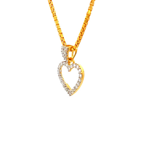 22K Yellow Cubic Zirconia Religious Heart Small Pendants with gold weight of 1.44g