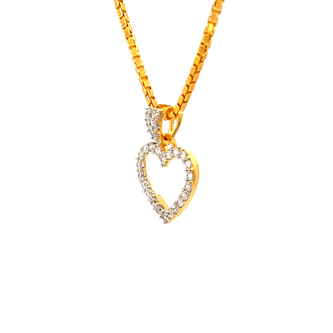 22K Yellow Cubic Zirconia Religious Heart Small Pendants with gold weight of 1.44g